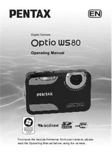 Pentax Optio WS80 manual. Camera Instructions.